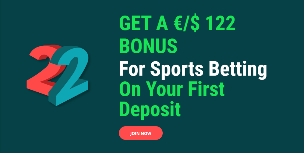22Bet sports welcome bonus promotion banner